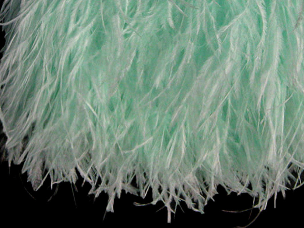 6 Inch Strip - Mint Green Ostrich Fringe Trim Feather