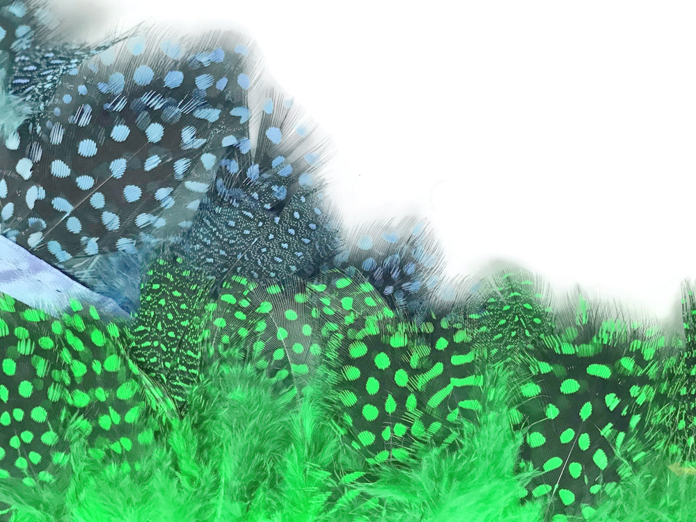 1 Yard - Baby Blue Guinea Hen Polka Dot Plumage Feather Trim