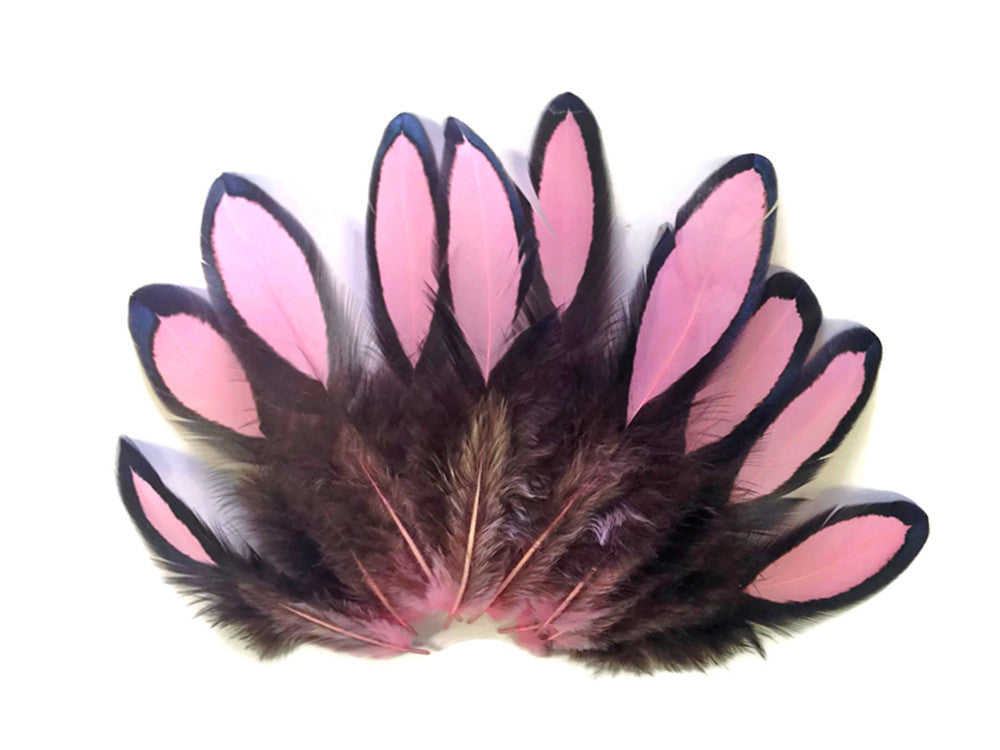 1 Dozen - Light Pink Whiting Farms Laced Hen Saddle Feathers