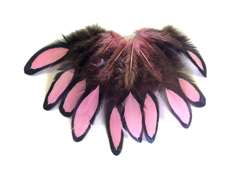 1 Dozen - Light Pink Whiting Farms Laced Hen Saddle Feathers