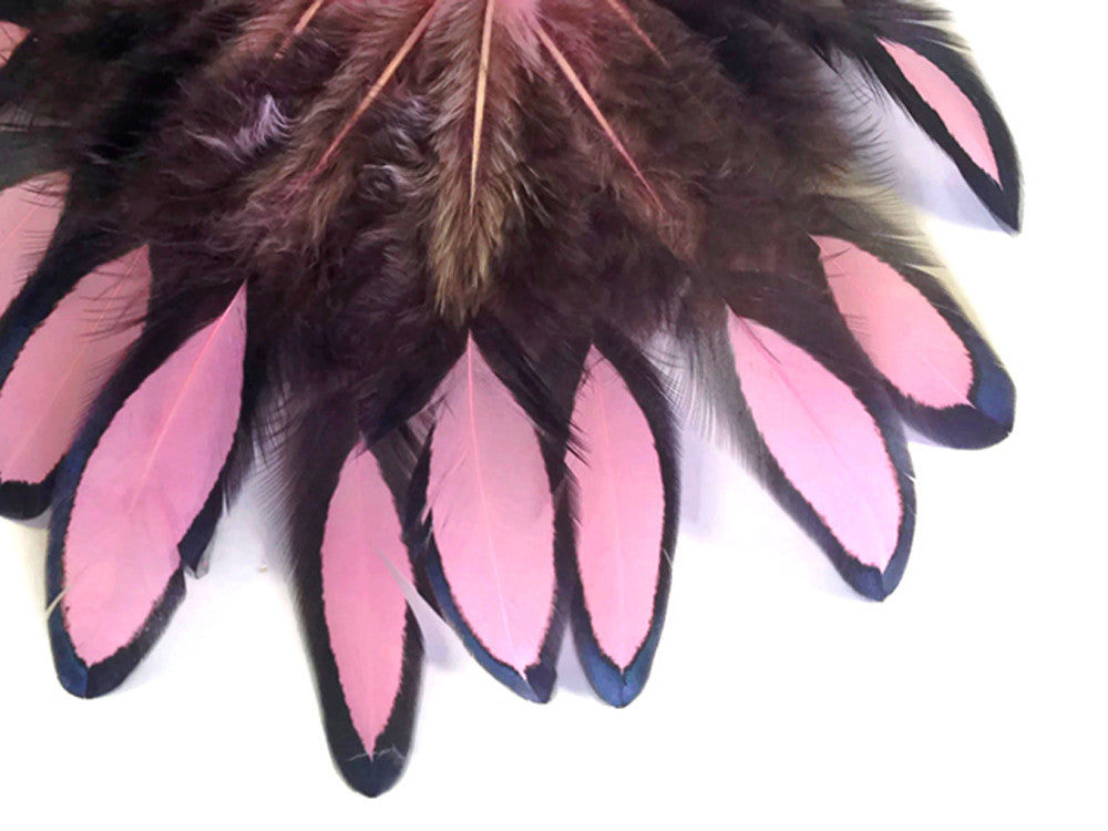 1 Dozen - Light Pink Whiting Farms Laced Hen Saddle Feathers