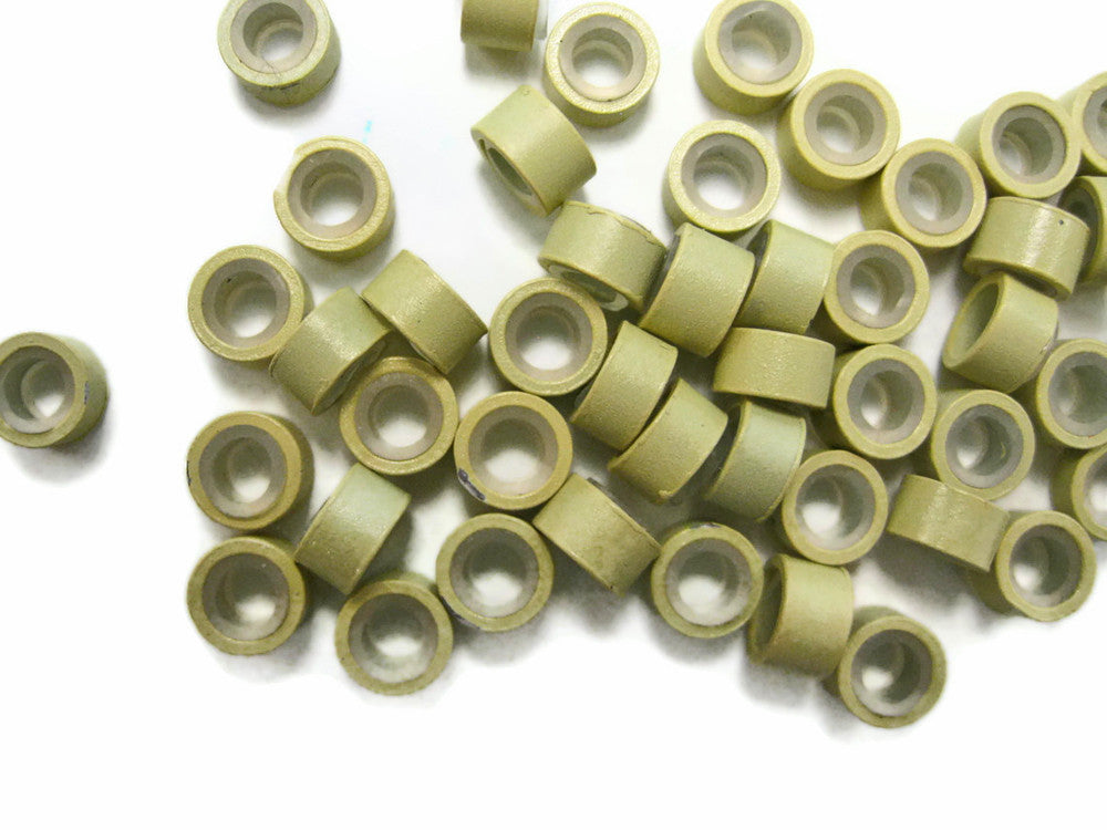 10 Pieces - Beige Silicone Micro Ring Beads For Feather Hair Extensions