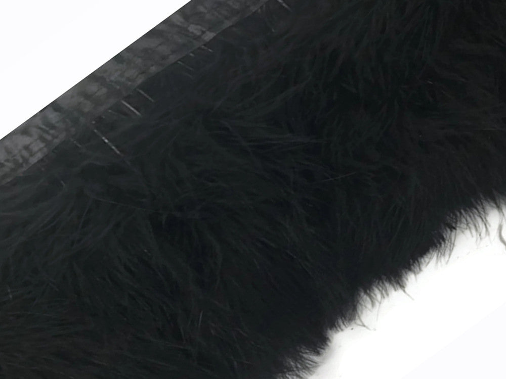 1 Yard - Black Marabou Turkey Fluff Feather Fringe Trim