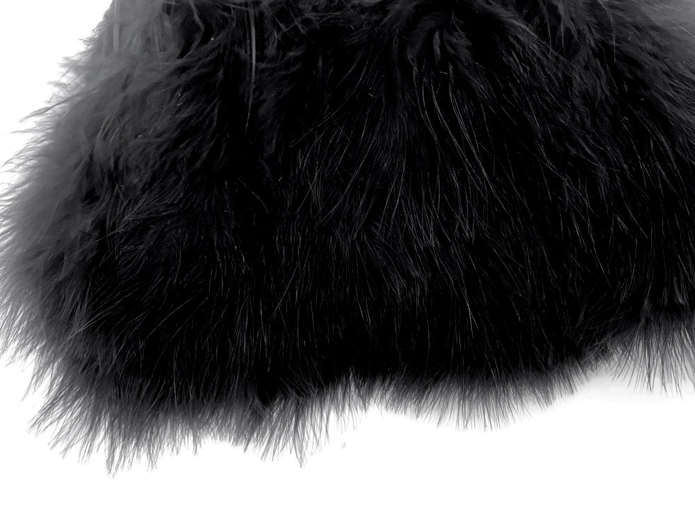 1 Yard - Black Marabou Turkey Fluff Feather Fringe Trim