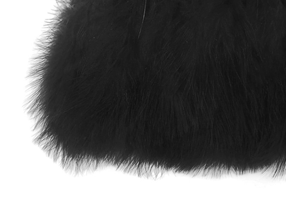 1 Yard - Black Marabou Turkey Fluff Feather Fringe Trim