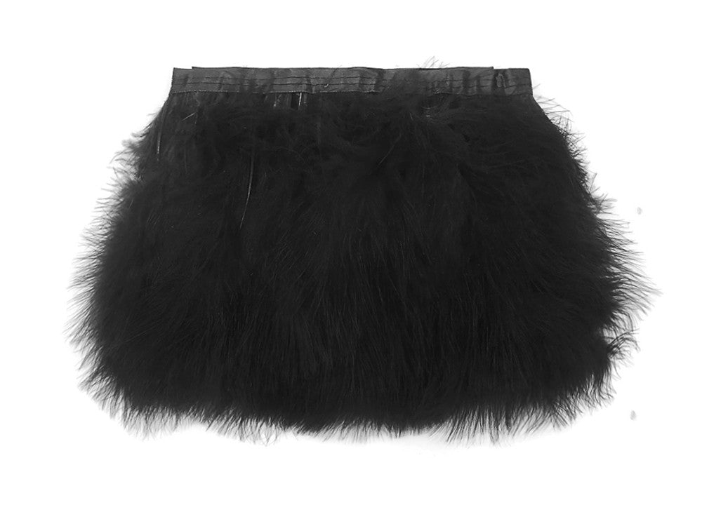 1 Yard - Black Marabou Turkey Fluff Feather Fringe Trim