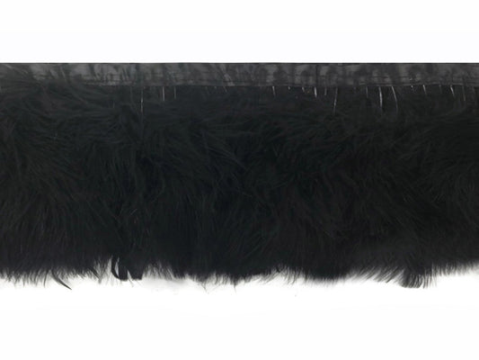 1 Yard - Black Marabou Turkey Fluff Feather Fringe Trim