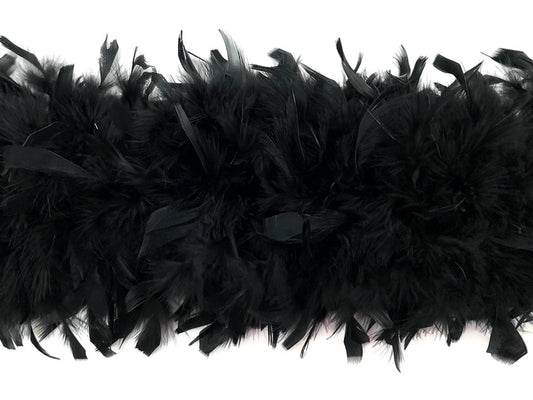 2 Yards - Black Heavy Weight Chandelle Feather Boa | 80 Gram