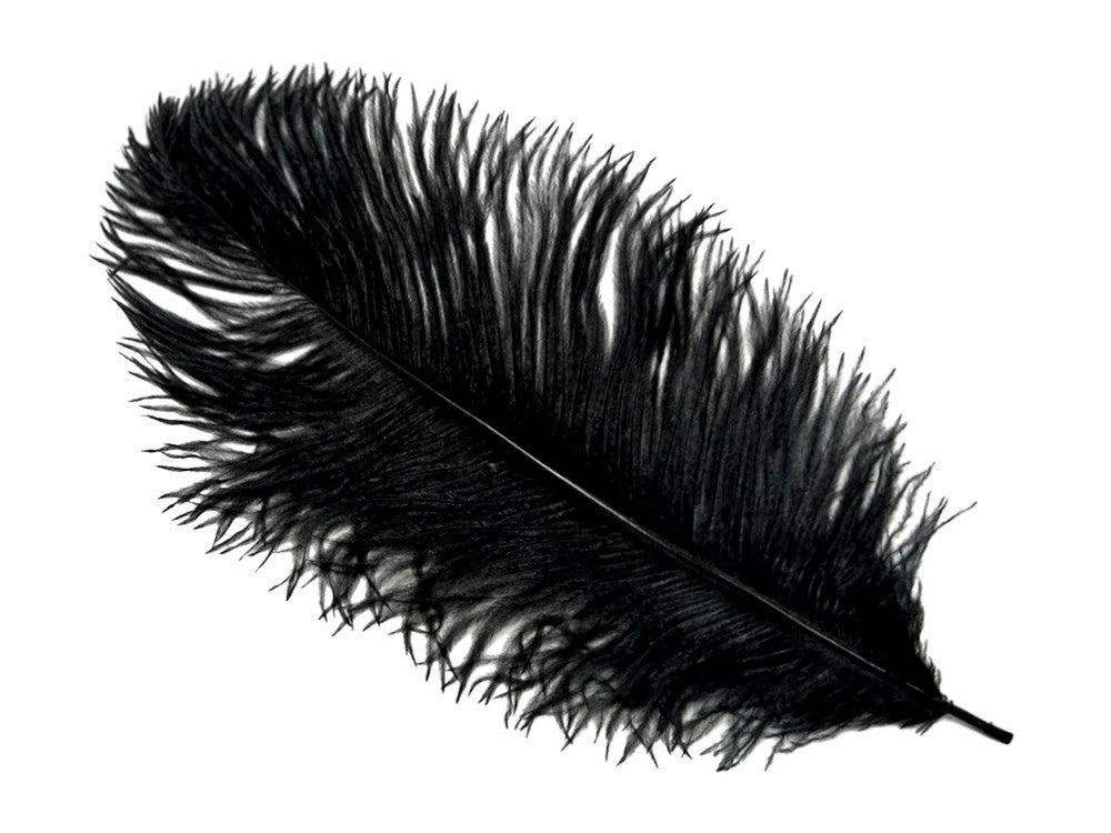 100 Pieces - 8-10" Black Ostrich Dyed Drab Body Wholesale Feathers (Bulk)