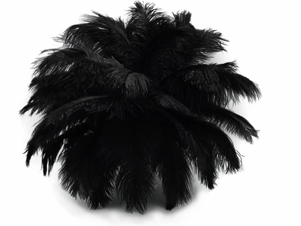 10 Pieces - 17-19" Black Large Bleached & Dyed Ostrich Drabs Body Feathers