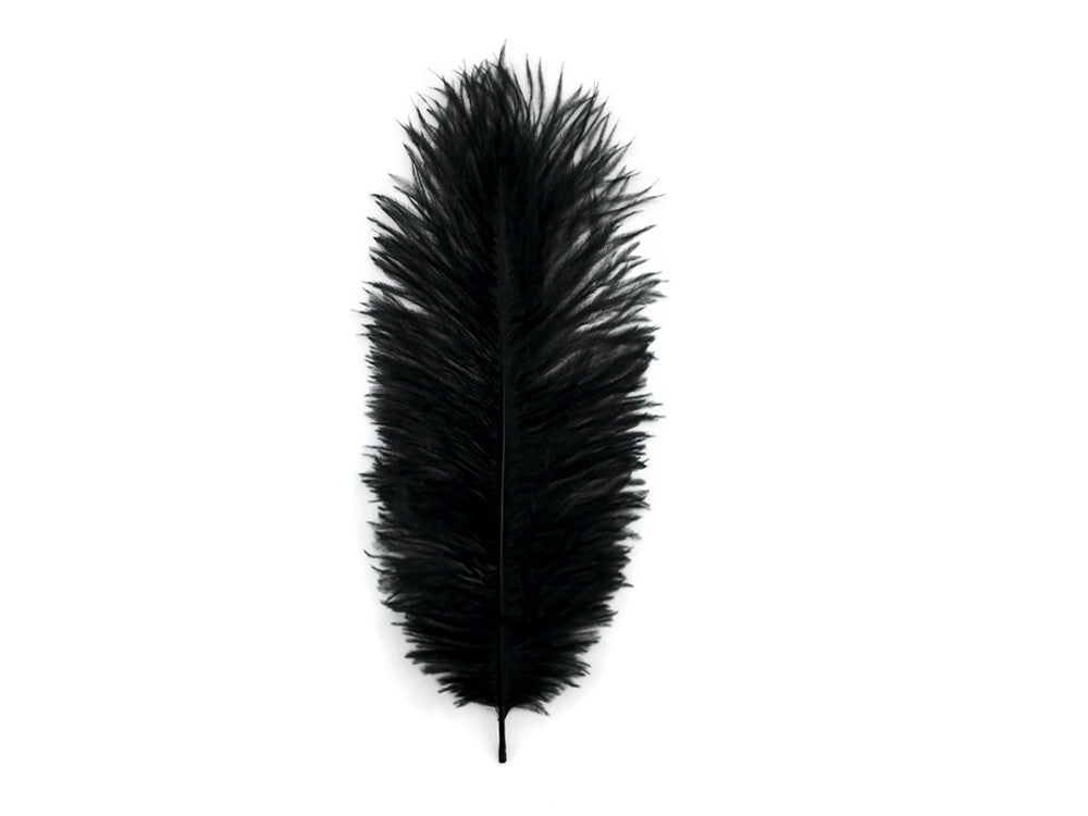 10 Pieces - 8-10" Black Ostrich Drab Dyed Feathers