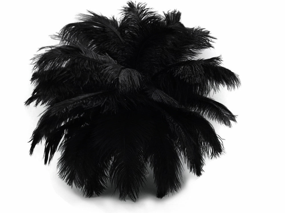 10 Pieces - 11-13" Black Bleached & Dyed Ostrich Drabs Body Feathers