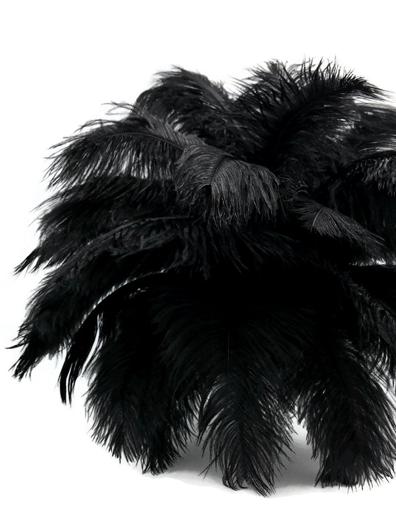 10 Pieces - 6-8" Black Ostrich Dyed Drabs Feathers