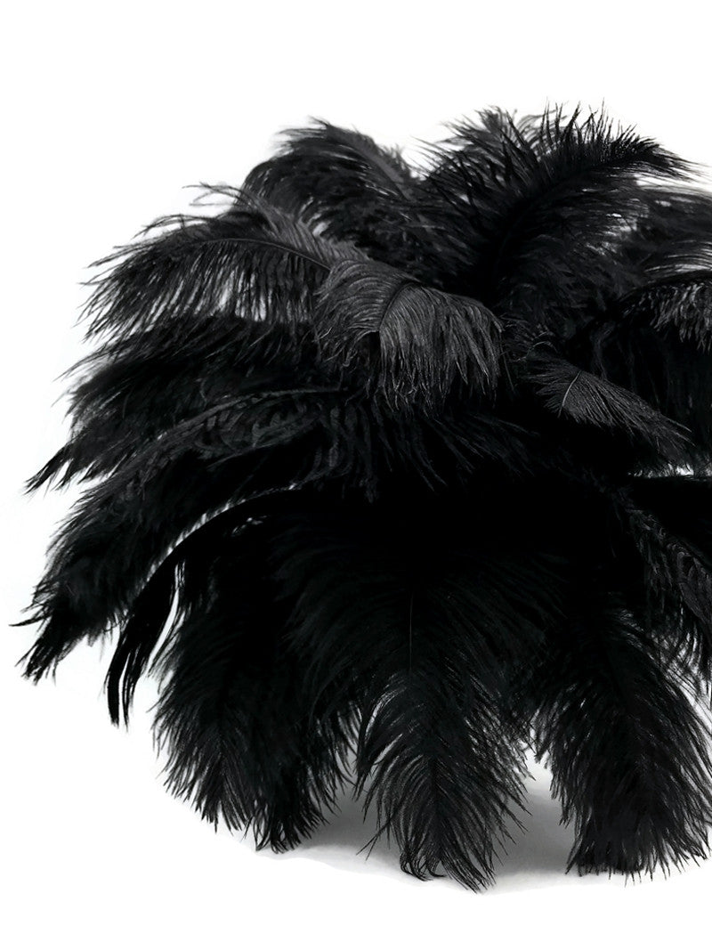 25 Pieces - 14-17" Black Ostrich Drab Centerpiece Feathers Sets