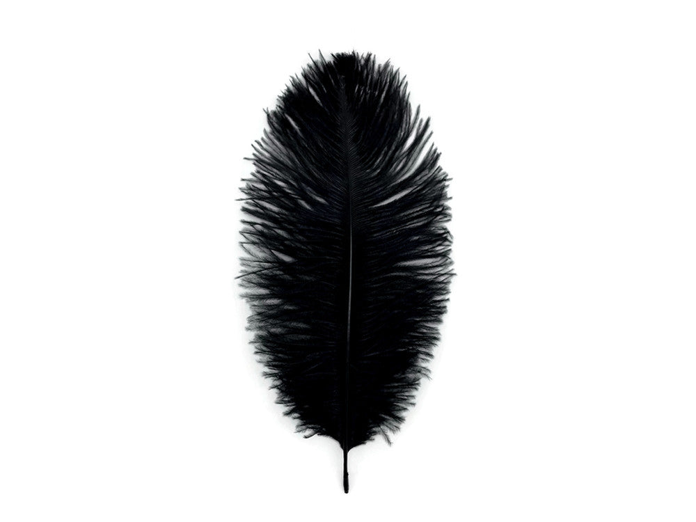 100 Pieces - 8-10" Black Ostrich Dyed Drab Body Wholesale Feathers (Bulk)