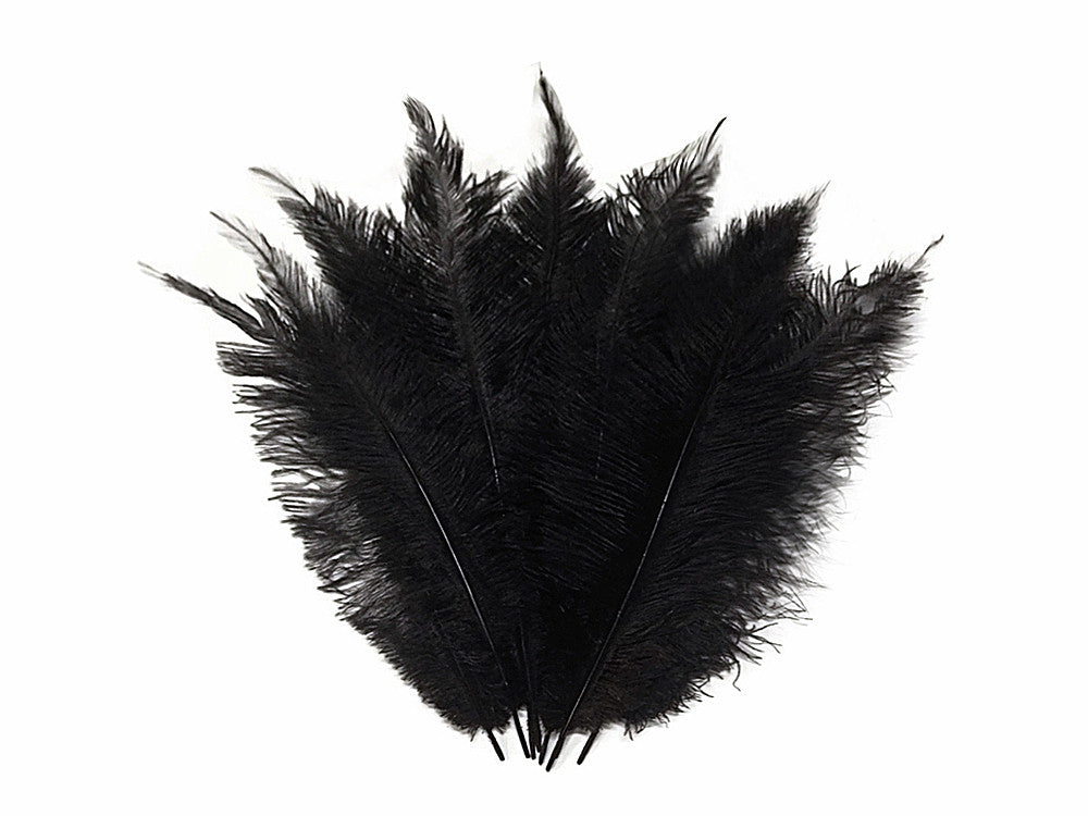 20 Pieces - Black Mini Spads Ostrich Chick Body Feathers