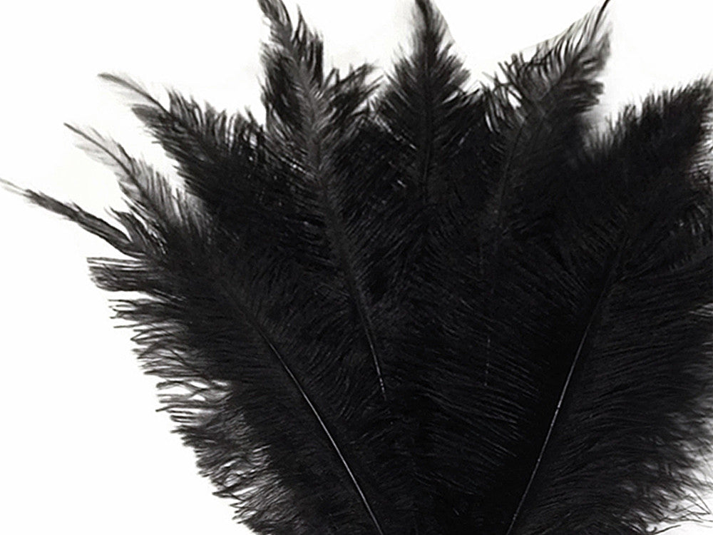 20 Pieces - Black Mini Spads Ostrich Chick Body Feathers