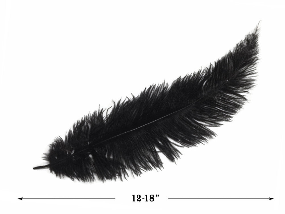 20 Pieces - Black Mini Spads Ostrich Chick Body Feathers