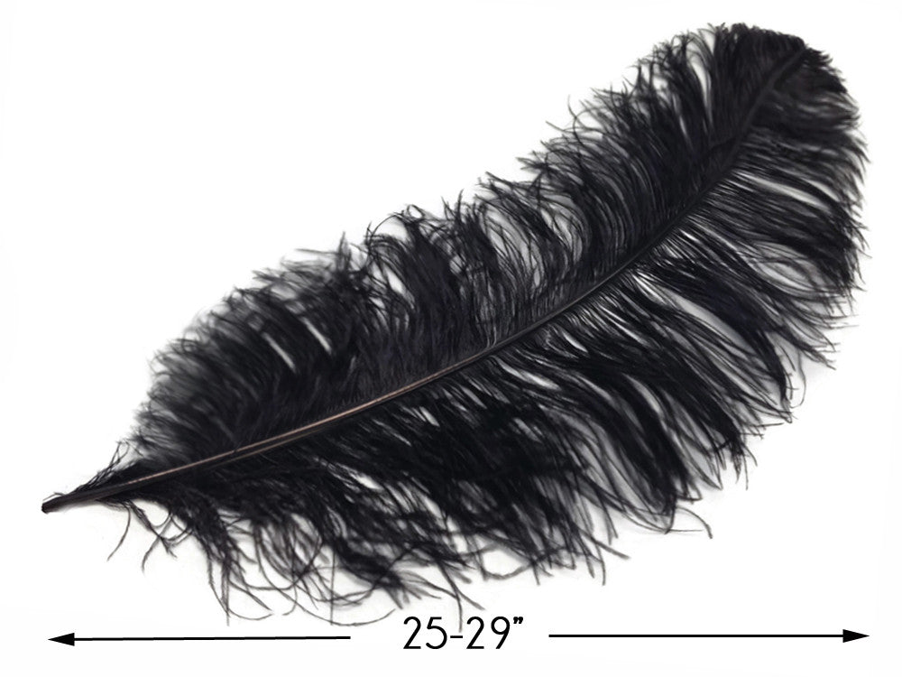 1/2 lb. - 25-29" Black Large Ostrich Wing Plumes Wholesale Feathers (Bulk)