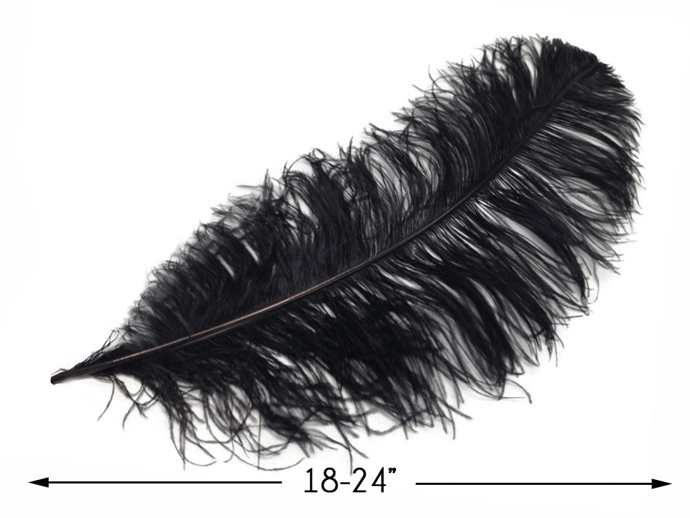 1/2 Lb. - 18-24" Black Large Ostrich Wing Plume Wholesale Feathers (Bulk)