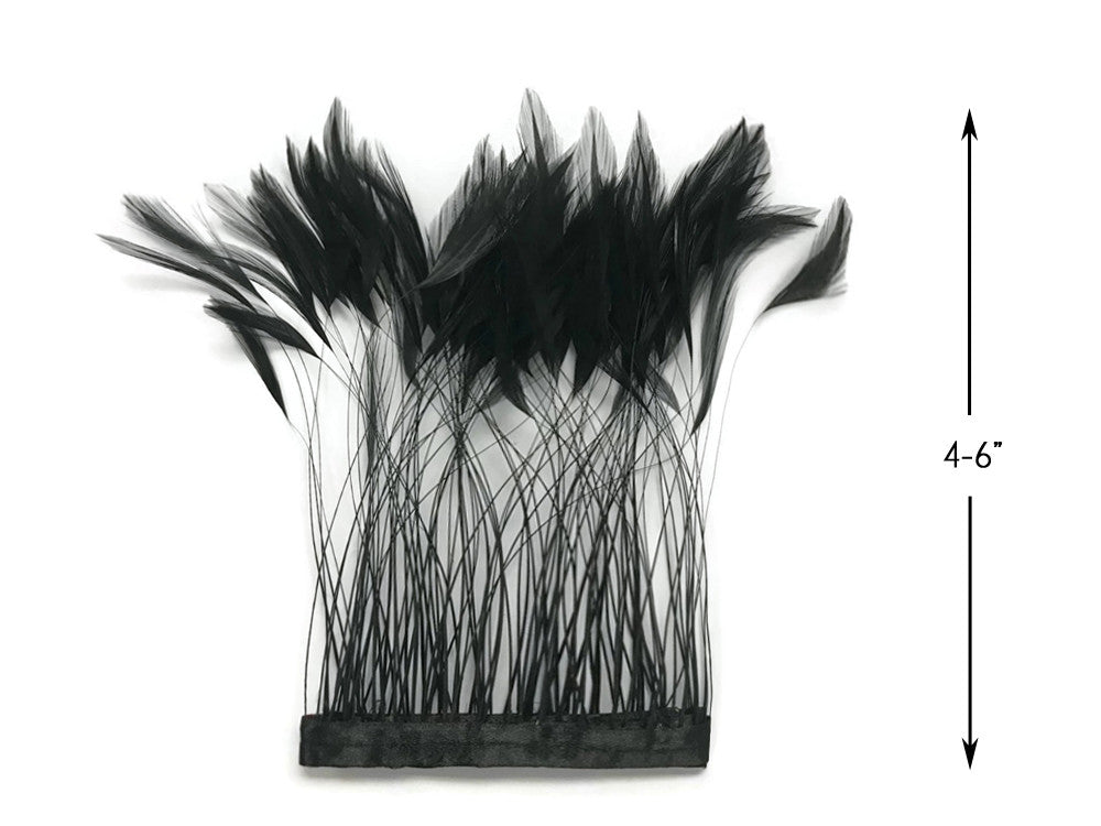 1 Dozen - Black Stripped Rooster Neck Hackle Eyelash Feather