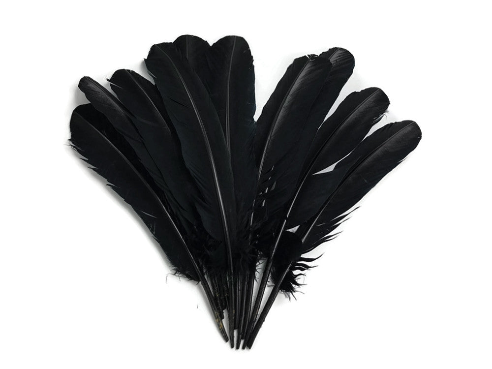 6 Pieces - Black Turkey Rounds Secondary Wing Quill Feathers