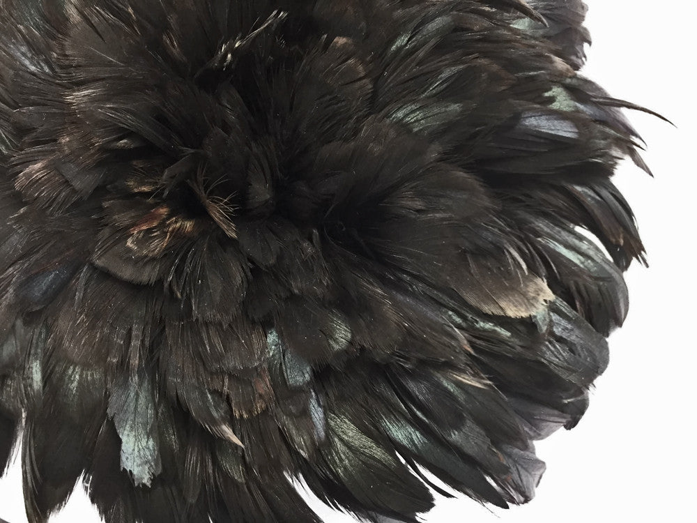 1 Yard - Black Bronze Natural Strung Rooster Schlappen Wholesale Feathers (Bulk)