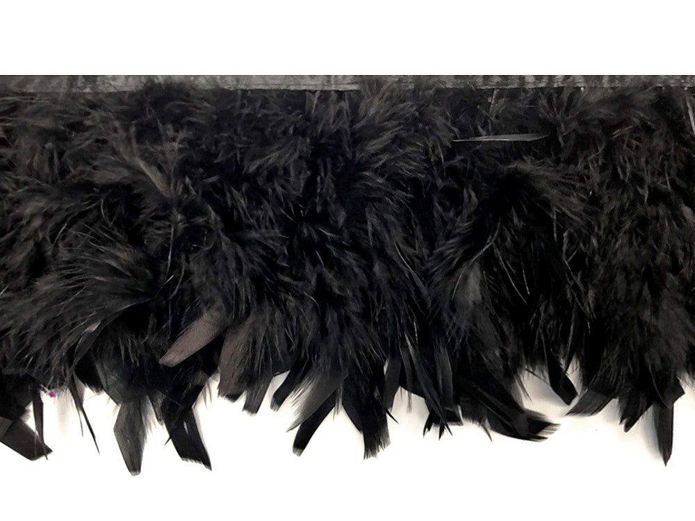 1 Yard – Black Chandelle Turkey Fluffy Feather Trim