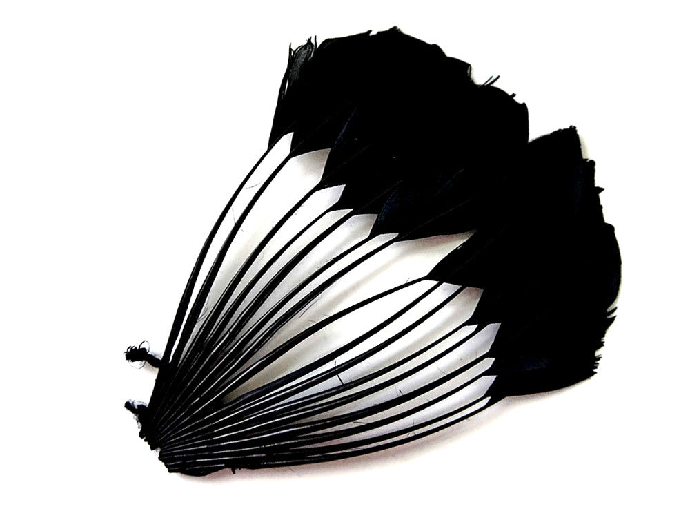 1 Piece - Black Dyed Stripped Duck Cochette Center Fan Feather Pad