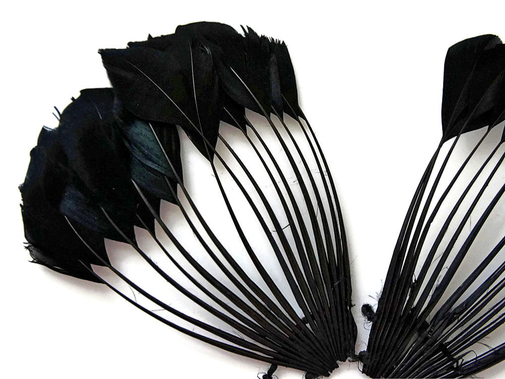 1 Piece - Black Dyed Stripped Duck Cochette Center Fan Feather Pad