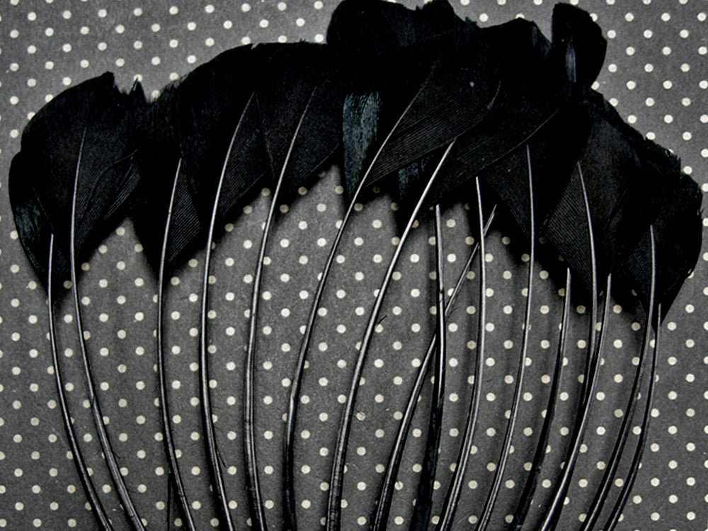 1 Piece - Black Dyed Stripped Duck Cochette Center Fan Feather Pad