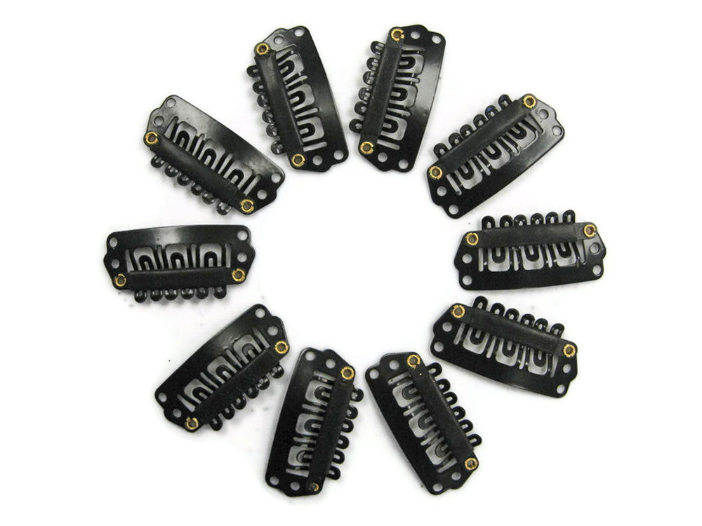 10 Pieces - Black Hair Extension Snap U - Clip. 28 Mm