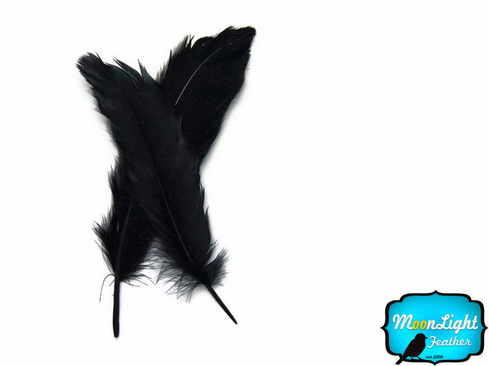 1/4 Lb - Black Goose Satinettes Wholesale Loose Feathers (Bulk)