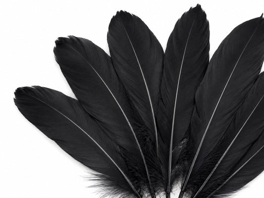 1/4 lbs. - Black Goose Satinettes Pallet Soft Wing Quill Wholesale Feathers (Bulk)