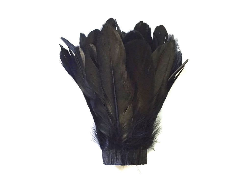 1 Yard - Black Goose Pallet Parried Dyed Feather Trim