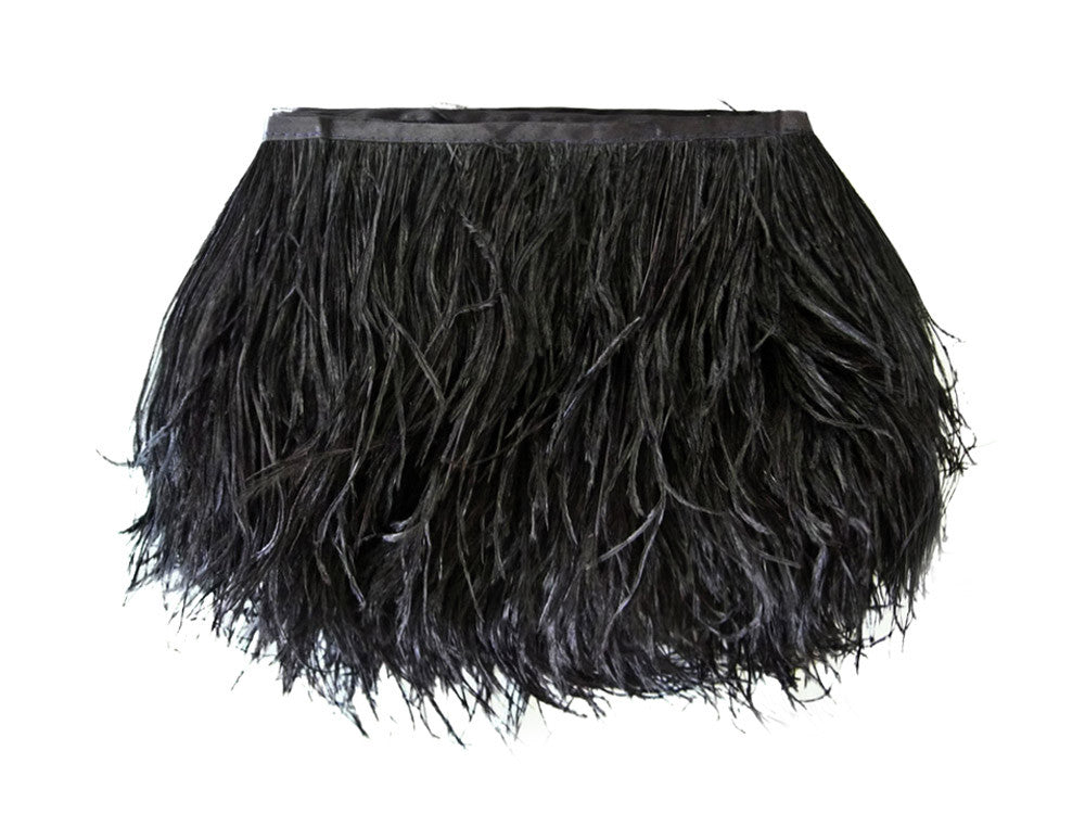 10 Yards - Black Ostrich Fringe Trim Wholesale Feather (Bulk)