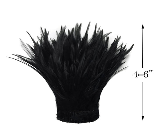 1 Yard - Black Strung Rooster Neck Hackle Wholesale Feathers (Bulk)