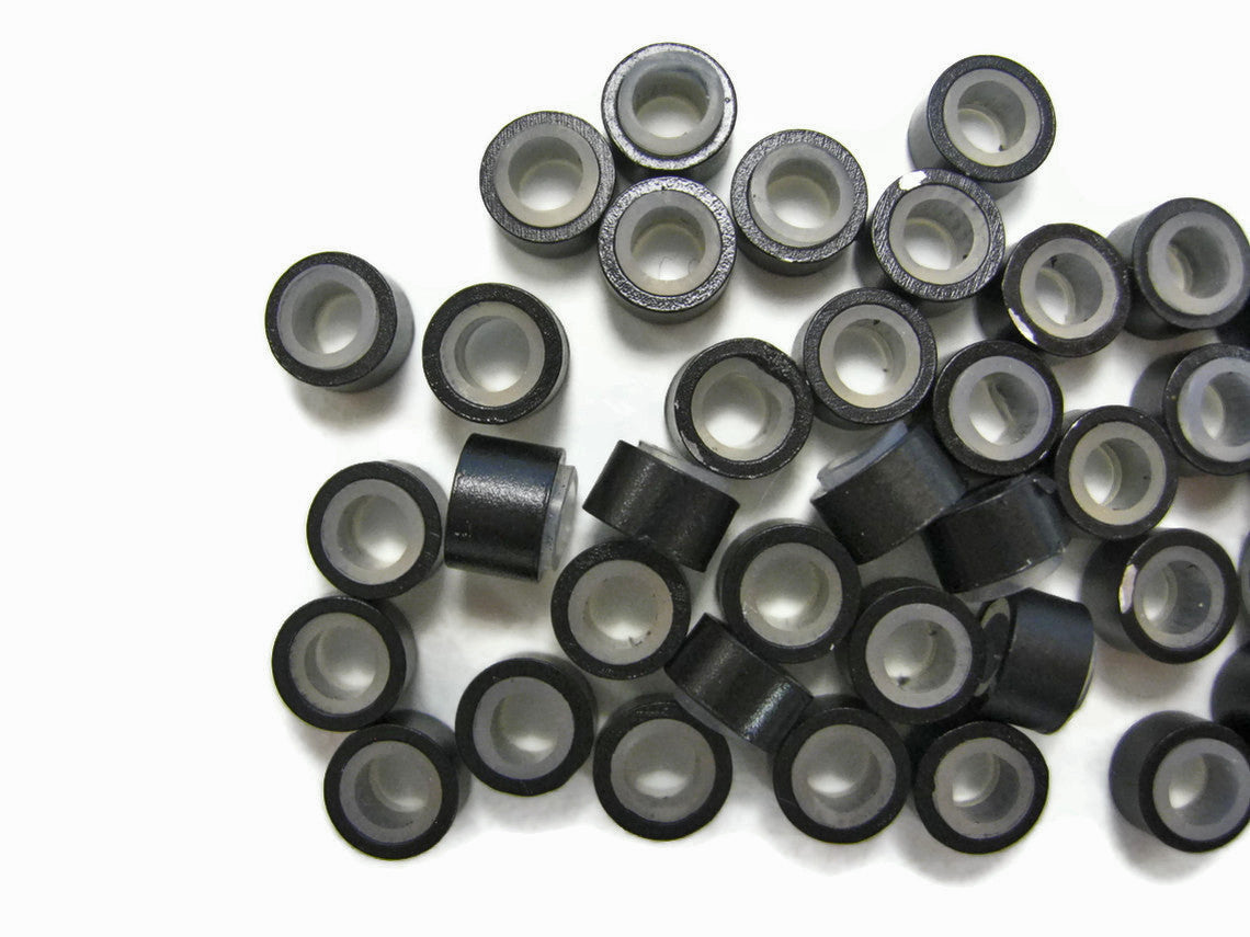 10 Pieces - Black Silicone Micro Ring Beads For Feather Hair Extensions