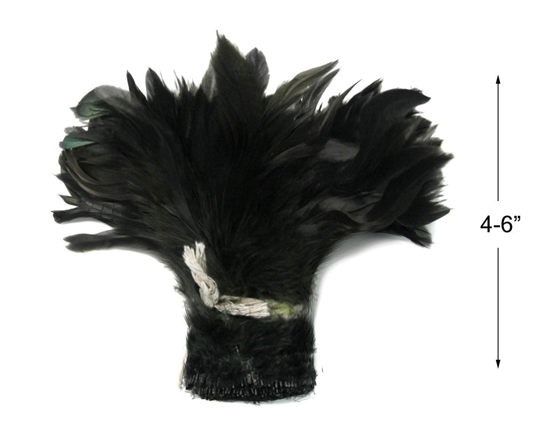 4 Inch Strip - Black Dyed Half Bronze Strung Rooster Schlappen Feathers