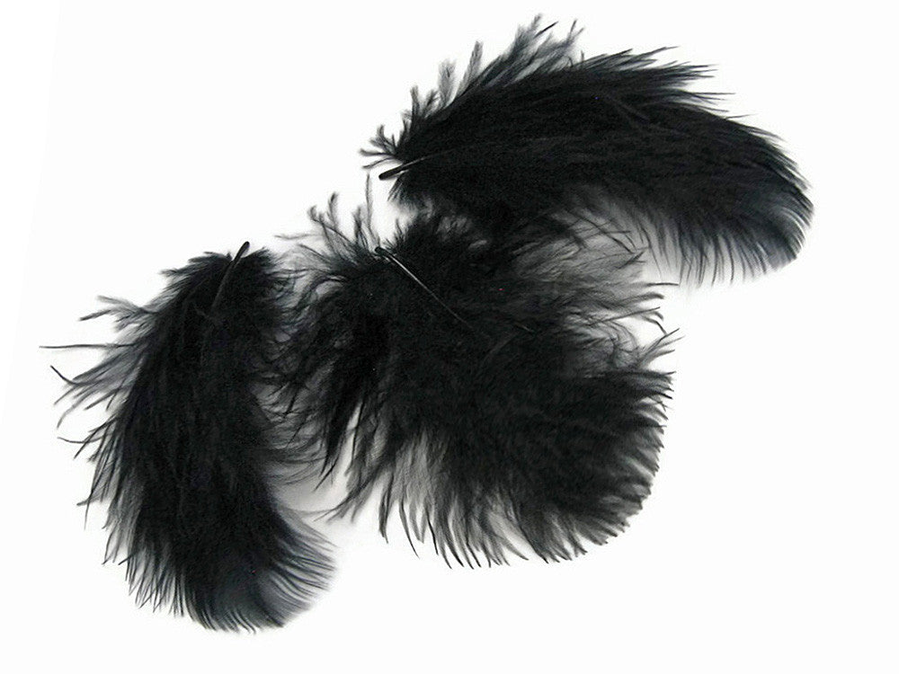 1/4 Lb - Black Turkey Marabou Short Down Fluffy Loose Wholesale Feathers (Bulk)