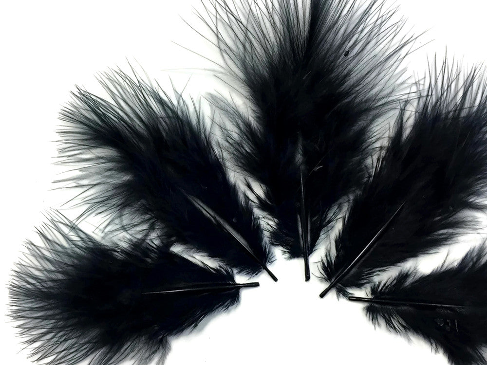 1/4 Lb - Black Turkey Marabou Short Down Fluffy Loose Wholesale Feathers (Bulk)