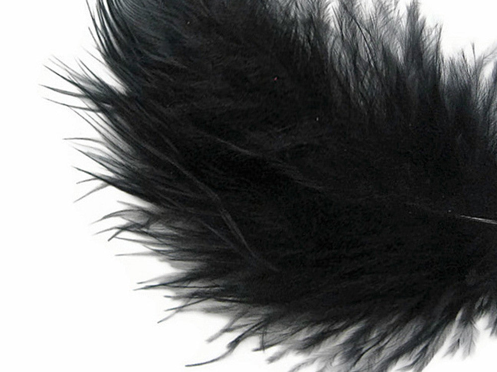 1/4 Lb - Black Turkey Marabou Short Down Fluffy Loose Wholesale Feathers (Bulk)