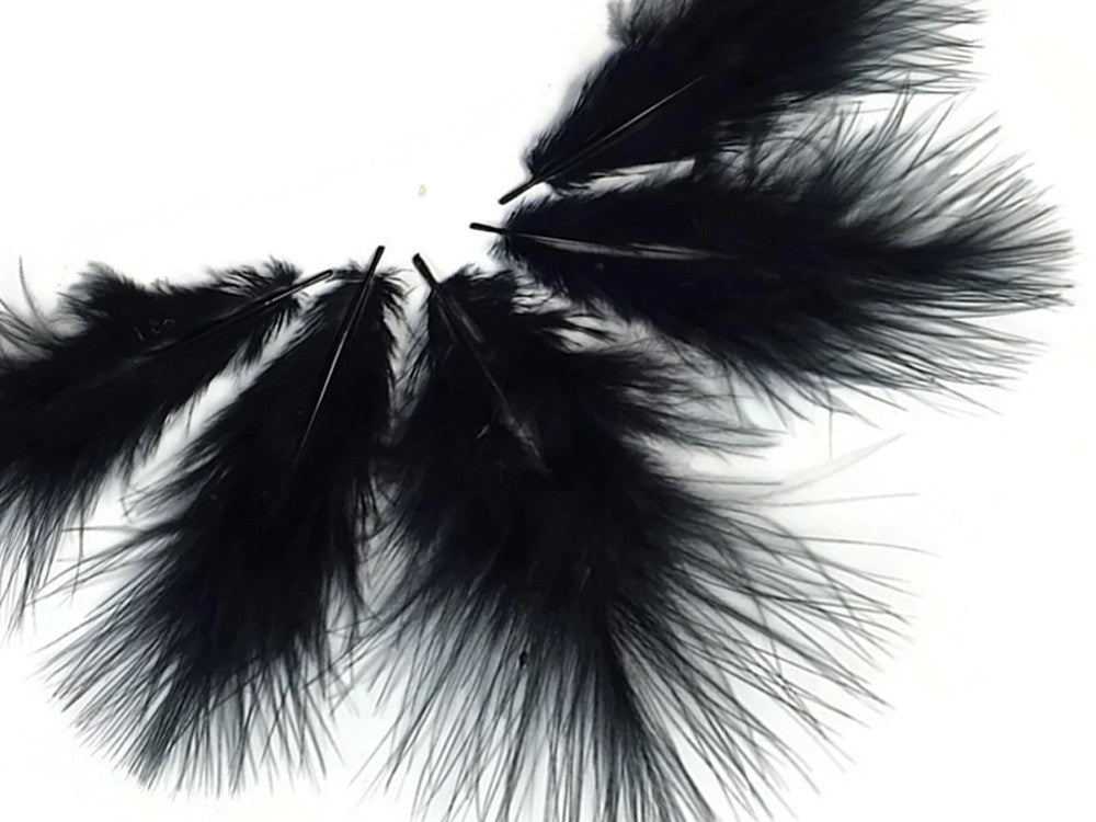 1/4 Lb - 5-6" Black Turkey Marabou Short Down Fluffy Loose Wholesale Feathers (Bulk)