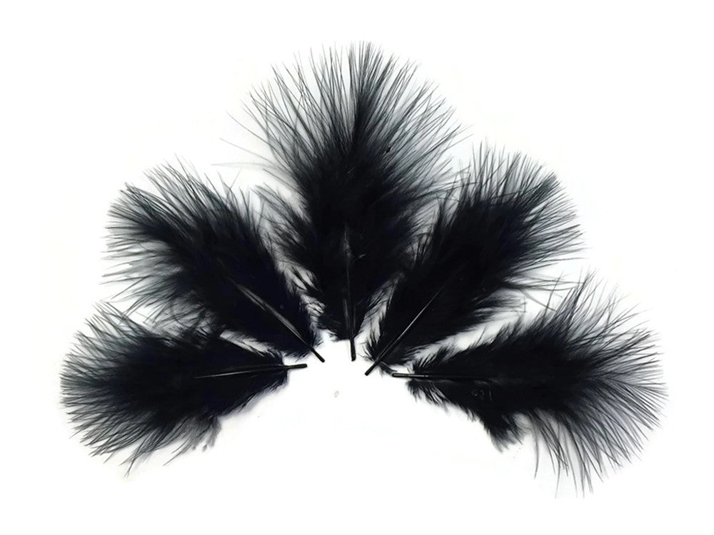 1/4 Lb - 5-6" Black Turkey Marabou Short Down Fluffy Loose Wholesale Feathers (Bulk)