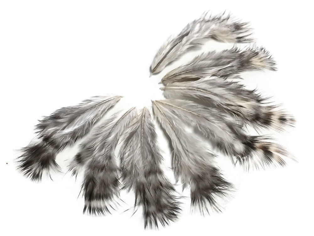 1 Dozen - Unique Grizzly Mini Rooster Chickabou Fluff Whiting Hair Feathers