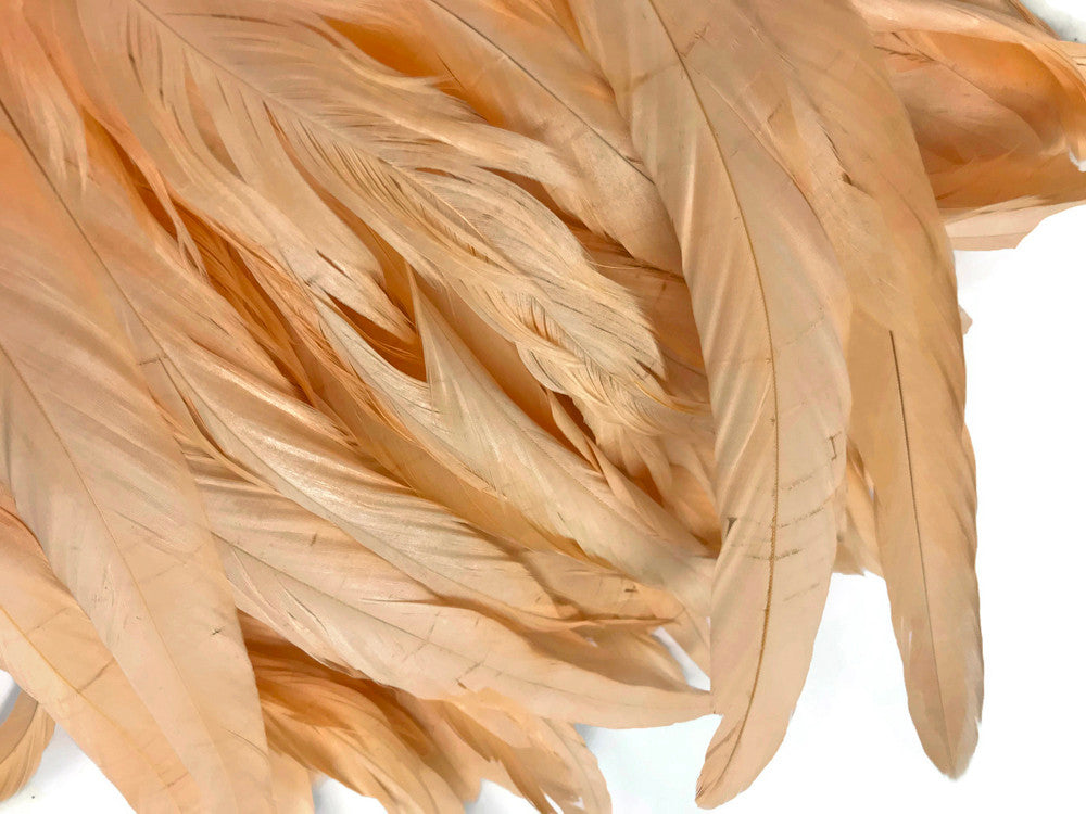 1 Yard - 10-12" Champagne Bleach and Dyed Coque Tails Long Feather Trim (Bulk)