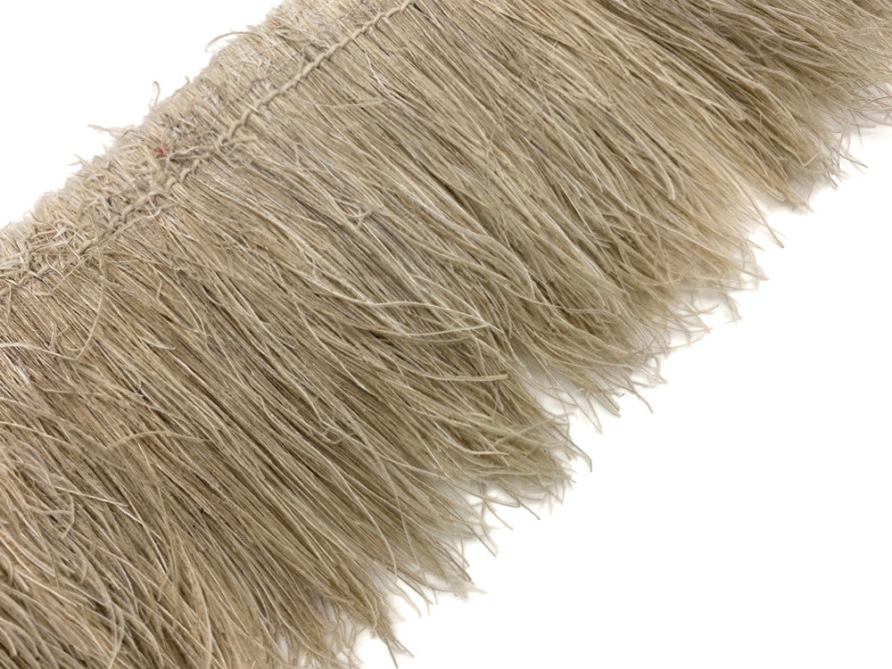 1/2 Yard - 6-8" Bleached Ivory Peacock Flue / Herl Strung Wholesale Feathers (Bulk)