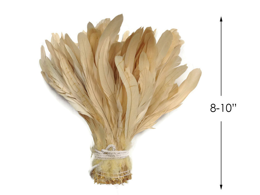 2.5  Inch Strip -  8-10" Ivory Strung Natural Bleach Coque Tails Feathers