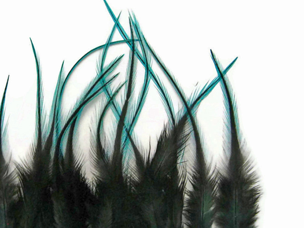 1 Dozen - Short Blue Badger Whiting Farm Rooster Saddle Hair Extension Feathers