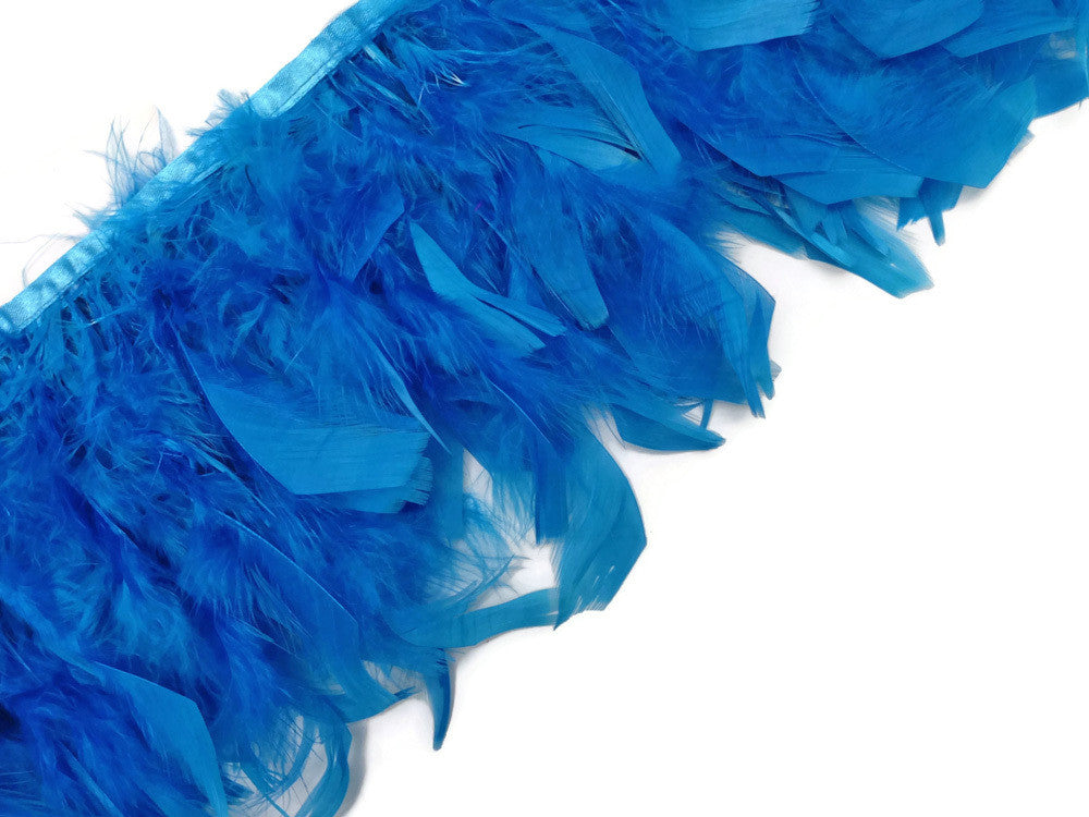 1 Yard - Turquoise Blue Chandelle Turkey Fluffy Feather Trim